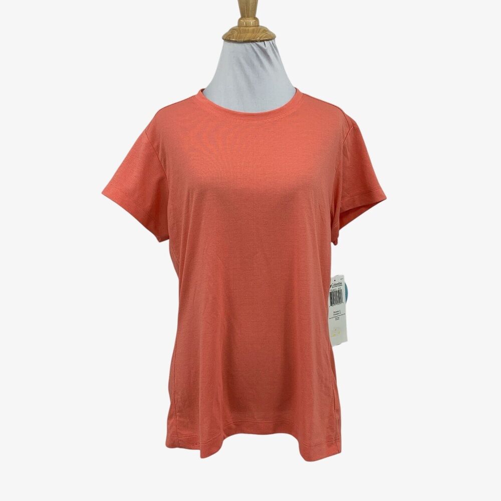 Columbia T Shirt Womens L Large Bright Peach Omni Dry Highland Short Sleeve Tee